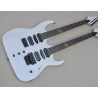 7+7 Strings White Double Neck Electric Guitar with Black Hardware & Rosewood Fingerboard