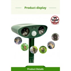 1 Piece Ultrasonic Waterproof Solar Powered Rechargeable Animal Repellent