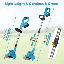 8" Cordless Grass String Adjustable Foldable Electric Lawn Trimmer/Cutter