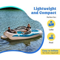 PVC Inflatable 6-Person Water Party Island Drift Boat