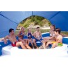 6 Person Inflatable Tropical Breeze Island Float Boat Swimming Pool Bed with Sun Canopy Raft