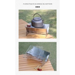 Camping Wood Burning Stove with Grill Plate Outdoor Portable Folding Stainless Steel Backpacking Hiking BBQ Cooking Stove