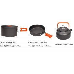 Camping Cookware Set Aluminum Portable Outdoor Tableware Cookset Cooking Kit Pan Bowl Kettle Pot Hiking BBQ Picnic Equipment