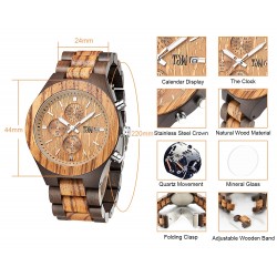 High End Fashion Luxury Wood Quartz Watch