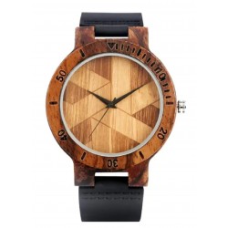 Couple Watch Unique Irregular Geometric Cut Design Men's Wooden Quartz Women Dress Clock Retro Wristwatch