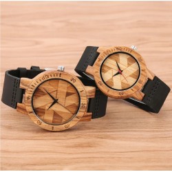 Couple's Unique Wooden Quartz WristwatchUnique Irregular Geometric Cut Design Wooden Quartz Women Dress Clock Retro Wristwatch