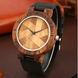 Couple's Unique Wooden Quartz WristwatchUnique Irregular Geometric Cut Design Wooden Quartz Women Dress Clock Retro Wristwatch