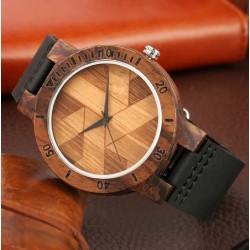 Couple's Unique Wooden Quartz WristwatchUnique Irregular Geometric Cut Design Wooden Quartz Women Dress Clock Retro Wristwatch