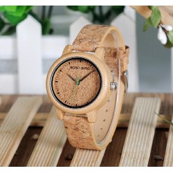 BOBO BIRD Lovers Watches Wooden Timepieces Handmade Cork Strap Bamboo Women Watch Luxury in Box Custom Logo Drop Shipping