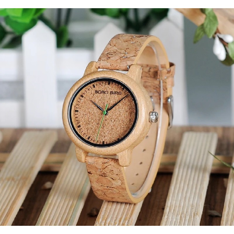 BOBO BIRD Lovers Watches Wooden Timepieces Handmade Cork Strap Bamboo Women Watch Luxury in Box Custom Logo Drop Shipping