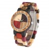 Wood Bangle Quartz Wristwatch 4 Color Mixed Dial Natural Full Wooden Timepiece