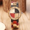 Wood Bangle Quartz Wristwatch 4 Color Mixed Dial Natural Full Wooden Timepiece