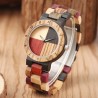 Wood Bangle Quartz Wristwatch 4 Color Mixed Dial Natural Full Wooden Timepiece