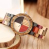 Wood Bangle Quartz Wristwatch 4 Color Mixed Dial Natural Full Wooden Timepiece