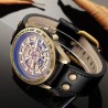 Retro Bronze Steampunk Skeleton Automatic Self-Wind Mechanical Vintage Look Wrist Watch