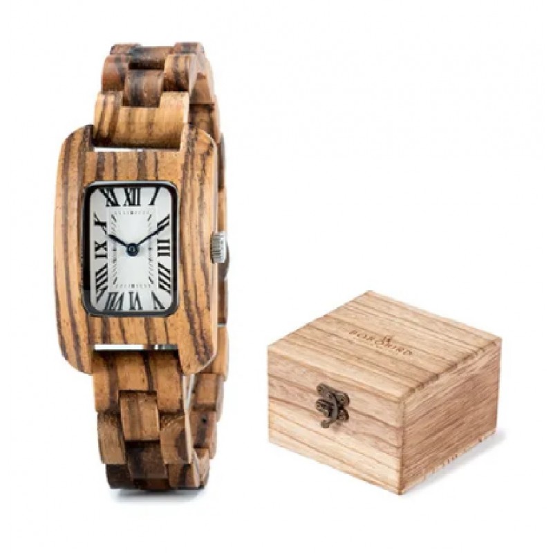 Small Wooden Wrist Watch Timepiece in Wooden Box