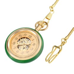 Golden Automatic Mechanical Pocket Watch Clock with Snake Chain