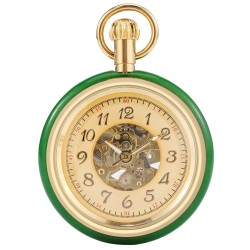 Golden Automatic Mechanical Pocket Watch Clock with Snake Chain