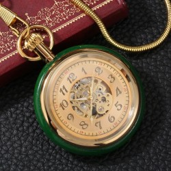 Golden Automatic Mechanical Pocket Watch Clock with Snake Chain