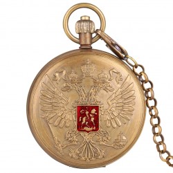 Double-headed Eagle Badge Pure Copper Tourbillon Mechanical Pocket Watch