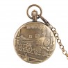 Retro Large Locomotive Steam Train Design Pocket Watch with Chain