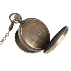 Retro Large Locomotive Steam Train Design Pocket Watch with Chain