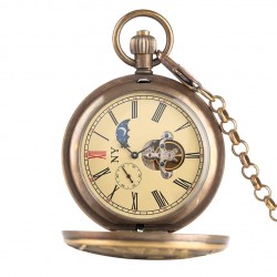 copy of Double-headed Eagle Badge Pure Copper Tourbillon Mechanical Pocket Watch