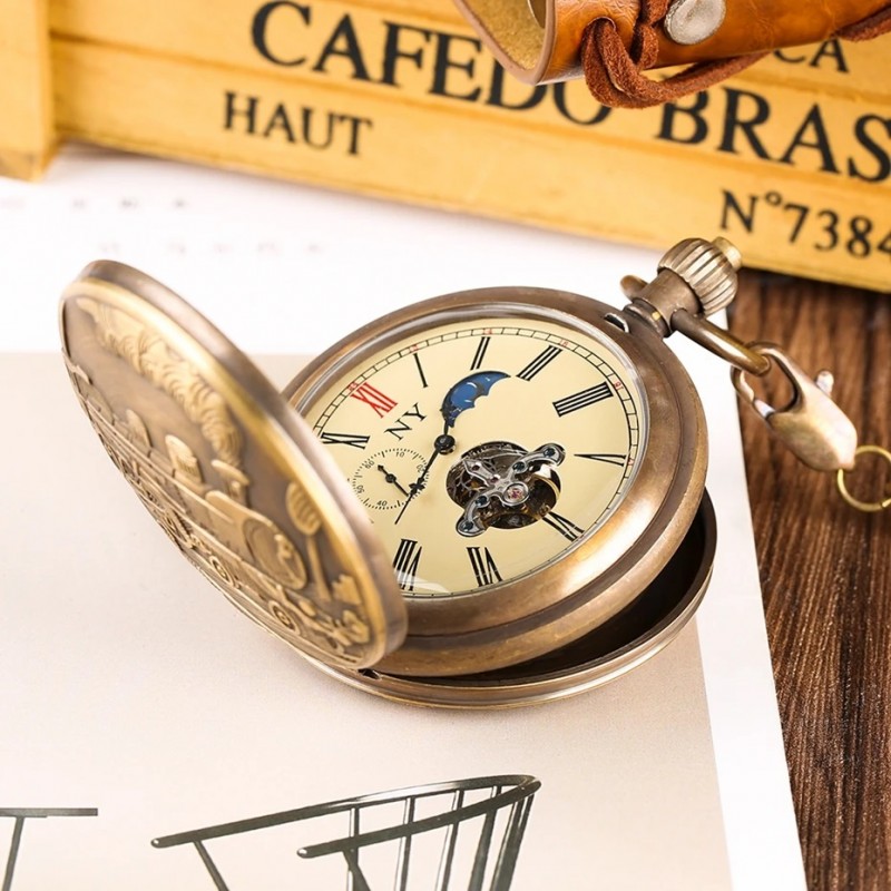 copy of Double-headed Eagle Badge Pure Copper Tourbillon Mechanical Pocket Watch