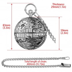 Music Pocket Watch Gifts Men Fob Chain Quartz Pendant Man Clock Steampunk Retro Antique Timepiece Large Size