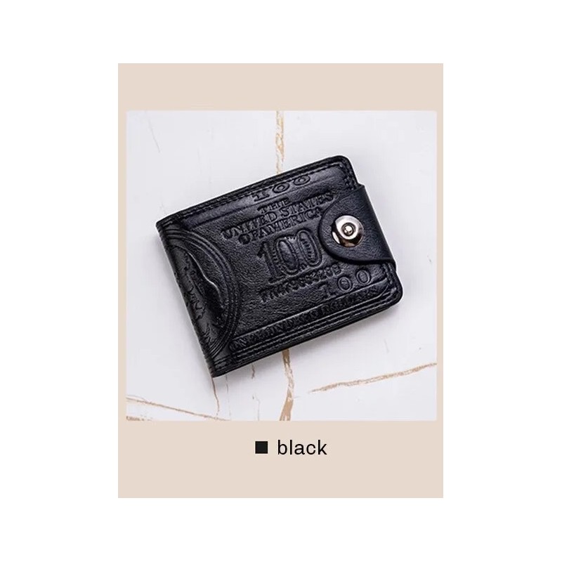 Men's Wallets With 100 US Dollar Pattern Wallet Male Leather Wallet Photo Card Holder Fashion Large Capacity Wallet Purse Bag