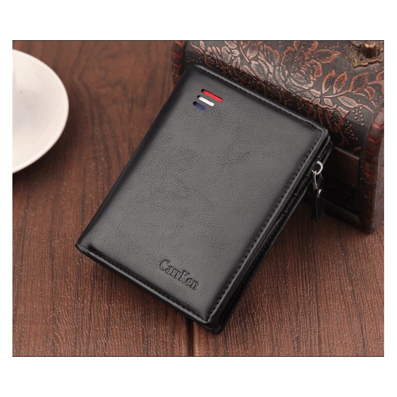 Short RFID Anti Demagnetization Wallet with Coin Zipper & Bank Card Holder