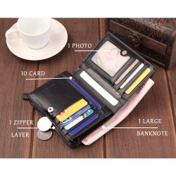 Short RFID Anti Demagnetization Wallet with Coin Zipper & Bank Card Holder