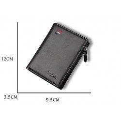 Short RFID Anti Demagnetization Wallet with Coin Zipper & Bank Card Holder