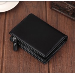 Short RFID Anti Demagnetization Wallet with Coin Zipper & Bank Card Holder