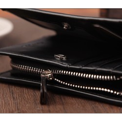 Short RFID Anti Demagnetization Wallet with Coin Zipper & Bank Card Holder