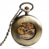 Brushed Bronze Retro Automatic Stylish Mechanical Pocket Watch