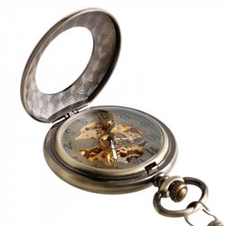 Brushed Bronze Retro Automatic Stylish Mechanical Pocket Watch