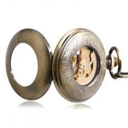 Brushed Bronze Retro Automatic Stylish Mechanical Pocket Watch