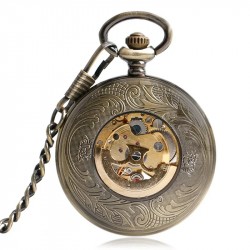 Brushed Bronze Retro Automatic Stylish Mechanical Pocket Watch