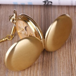 Polished Gold Colored Antique Stylish Mechanical Pocket Watch