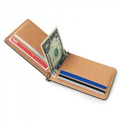 Solid Color PU Leather with Money Clips Thin Wallet