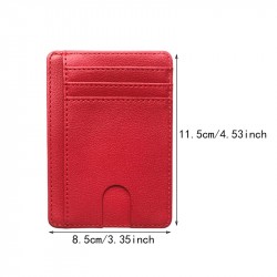 Slim Leather Credit Card & ID & Money Solid Color Simple Wallet