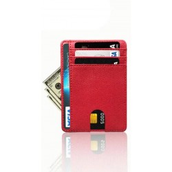 Slim Leather Credit Card & ID & Money Solid Color Simple Wallet