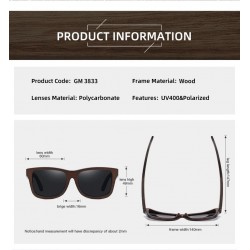 Natural Wooden Sunglasses with Mirror Coating Lenses Eyewear