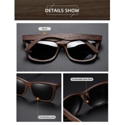 Natural Wooden Sunglasses with Mirror Coating Lenses Eyewear