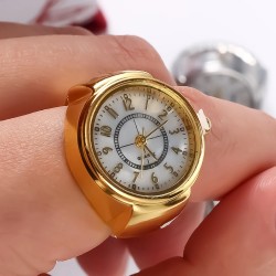 Mini Vintage Punk Finger Elastic Strap Alloy Watch Rings Jewelry Clocks