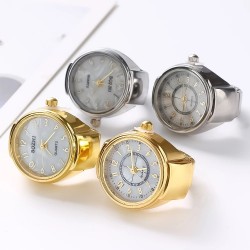 Mini Vintage Punk Finger Elastic Strap Alloy Watch Rings Jewelry Clocks