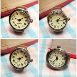 Mini Vintage Punk Finger Elastic Strap Alloy Watch Rings Jewelry Clocks