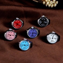 Mini Vintage Punk Finger Elastic Strap Alloy Watch Rings Jewelry Clocks