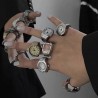 Mini Vintage Punk Finger Elastic Strap Alloy Watch Rings Jewelry Clocks